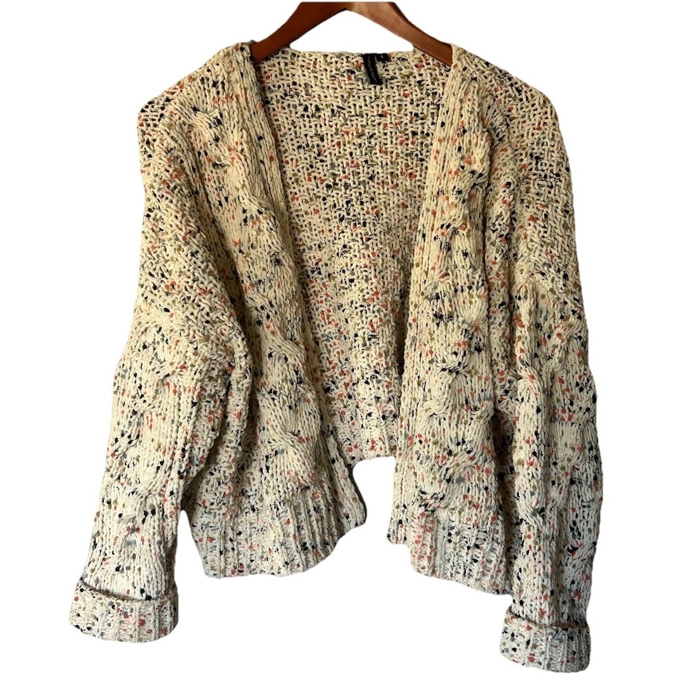Moon & Madison Womens Speckled Knit Open Cardigan Sweater Size S Chunky